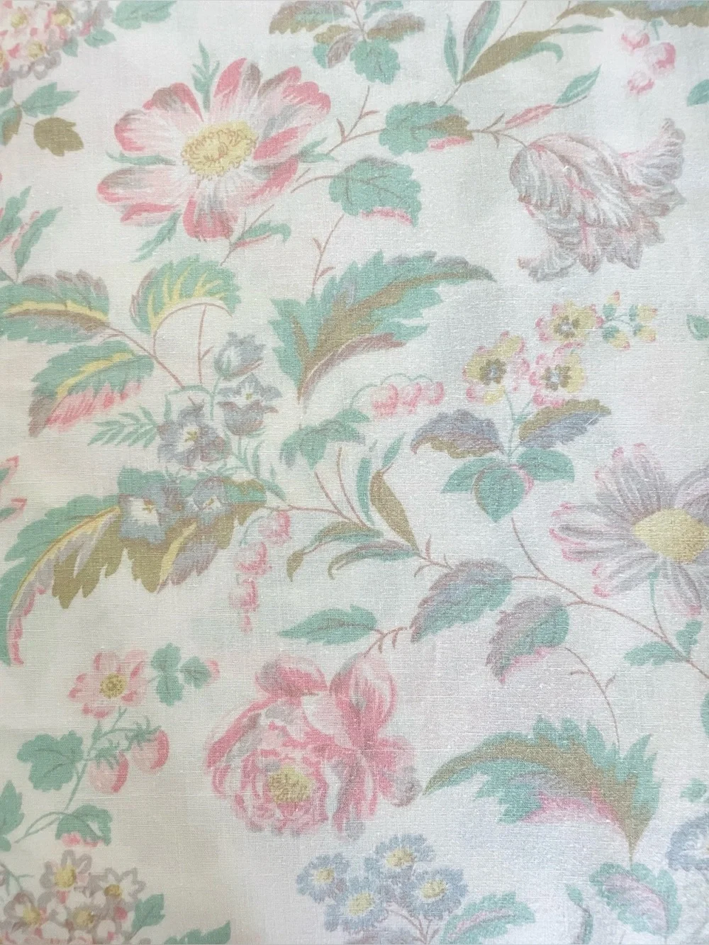 Vintage MCM Dan River Dantrel Muslin Flat & Fitted Floral King Sz